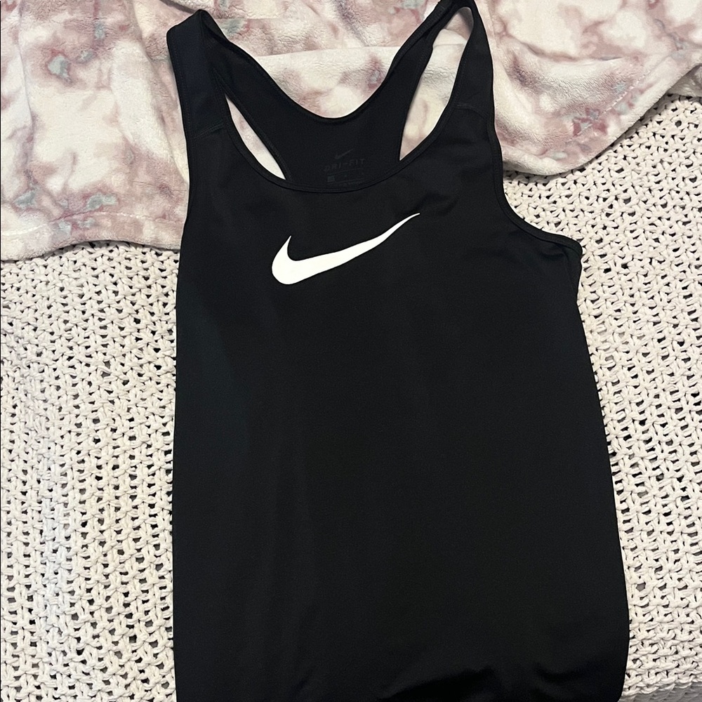 Nike Women's Black and White Tank Top